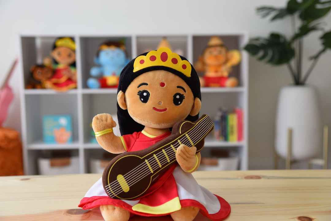 Saraswati Devi (Medium 11 inch) Mantra Singing Plush Toy