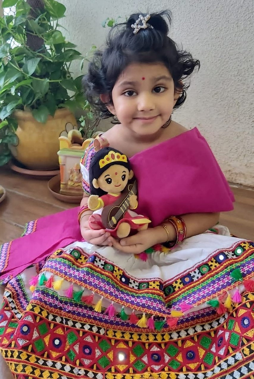 Saraswati Devi (Medium 11 inch) Mantra Singing Plush Toy